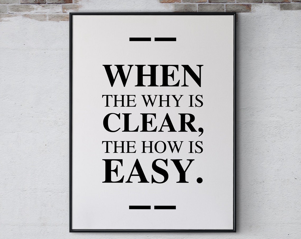 When The Why Is Clear The How Is Easy Inspirational Quote Poster Print Wall Art Positive Affirmative Home Office Decor