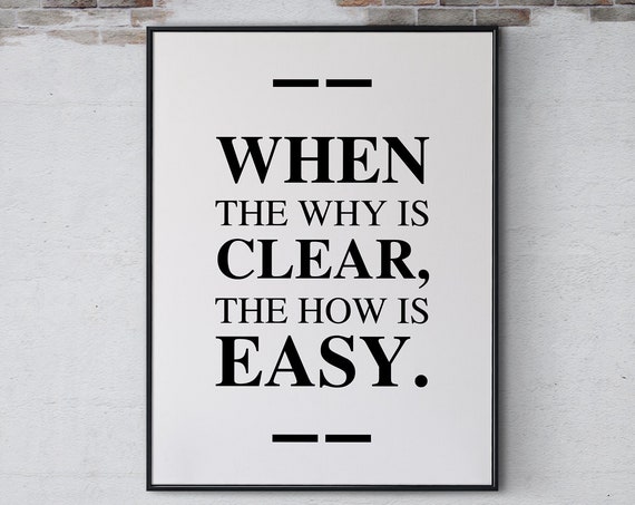 When The Why Is Clear The How Is Easy Inspirational Quote Poster Print Wall Art Positive Affirmative Home Office Decor