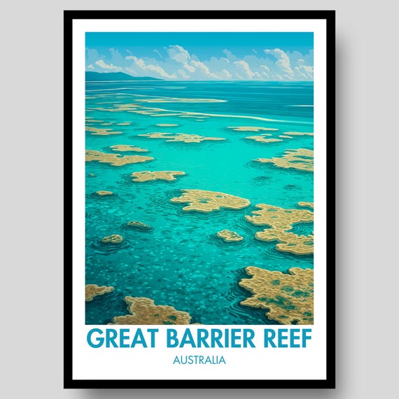 Great Barrier Reef Poster Australia Wall Art Queensland