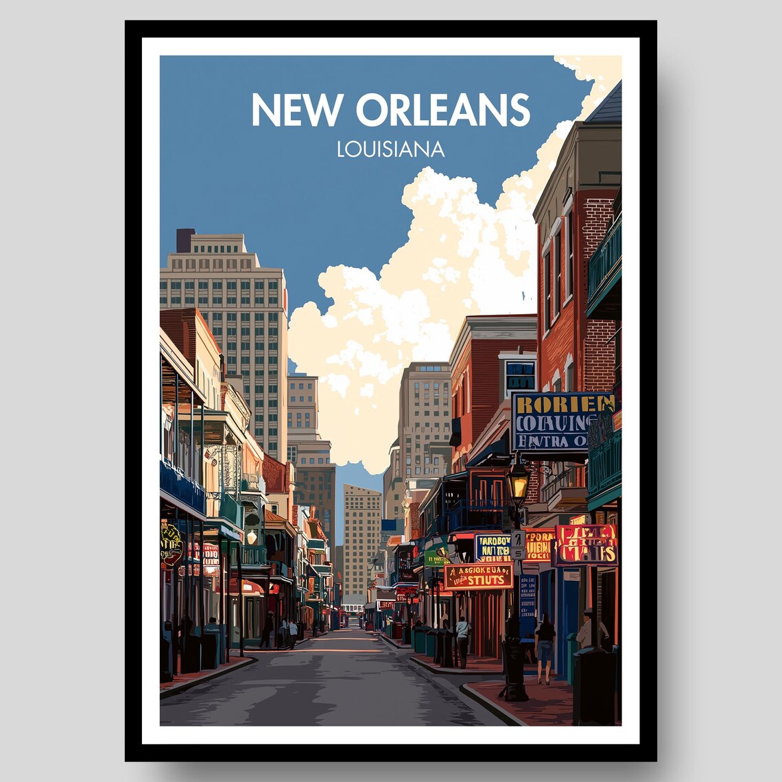 New Orleans Louisiana French Quarter Street Neon Signs Poster