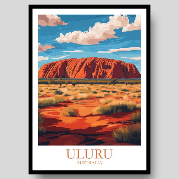 Uluru Australia Outback Travel Poster, Landscape Print