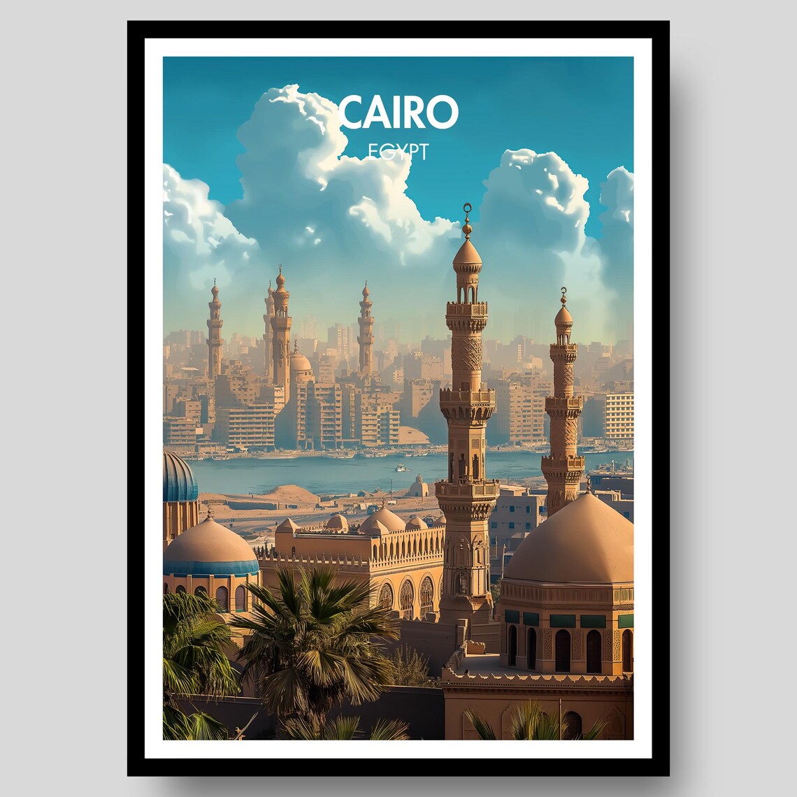 Cairo Egypt Travel Poster, Wall Art Print