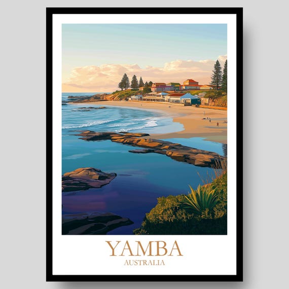 Yamba Poster Australian Wall Art Surfboard Australia Travel Surf Print