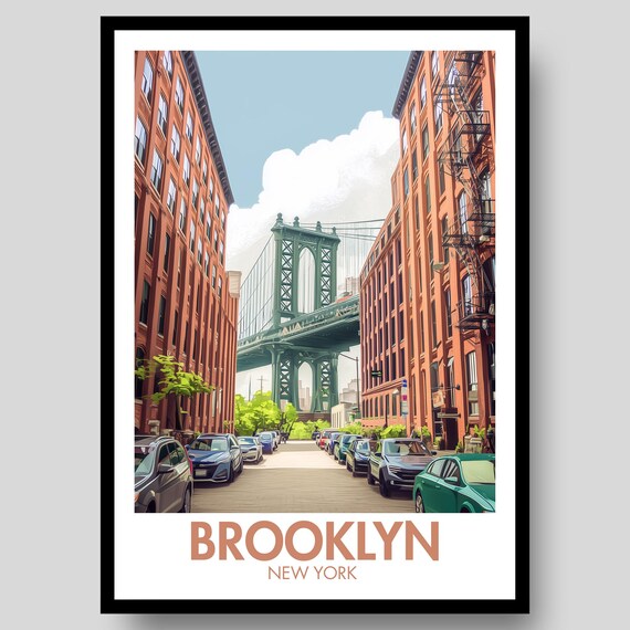 Brooklyn Bridge Poster, New York City Travel Poster