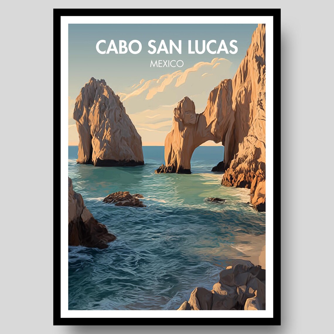 Cabo San Lucas Travel Poster, Mexico Arch Art Print