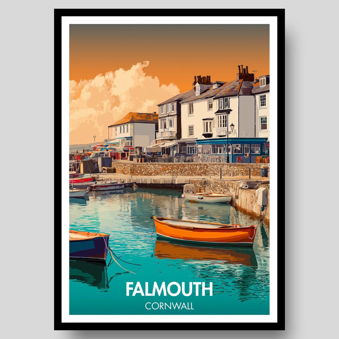 Falmouth Poster, Cornwall Travel Poster