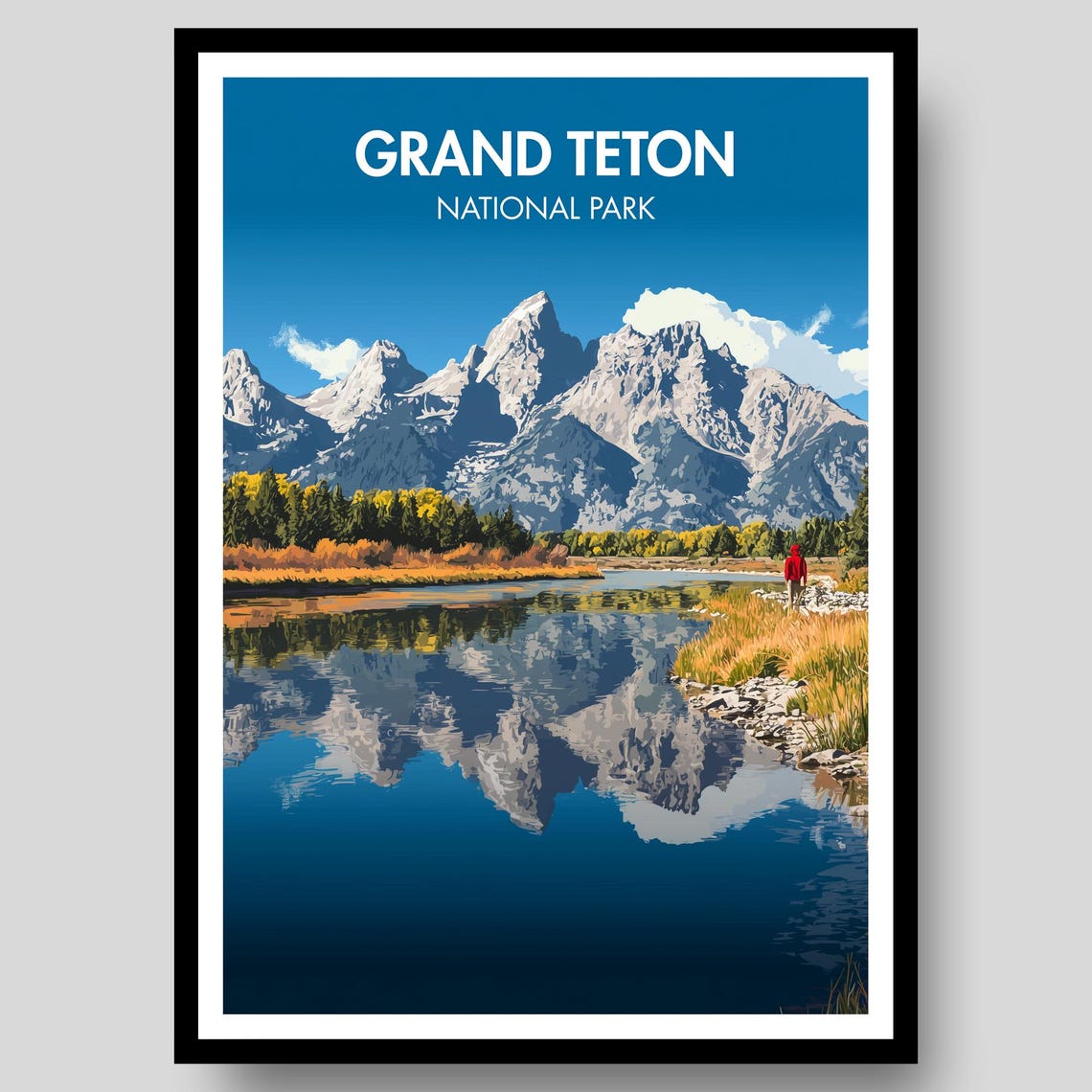Grand Teton National Park Alpine Lake Peaks Reflection Poster