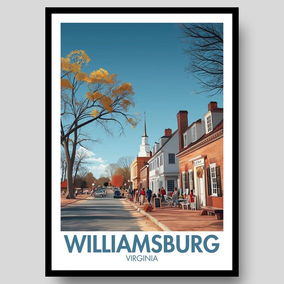Williamsburg Virginia Historic Street Autumn Scene Travel Poster
