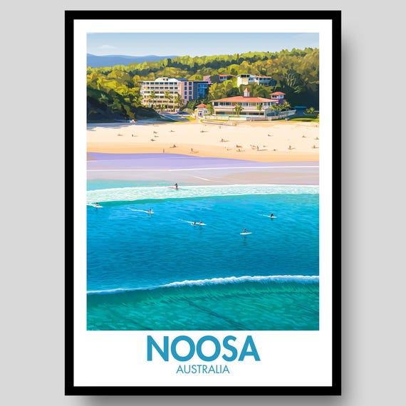 Noosa Poster Australia Queensland Travel Surf Sunshine Coast Art Wall