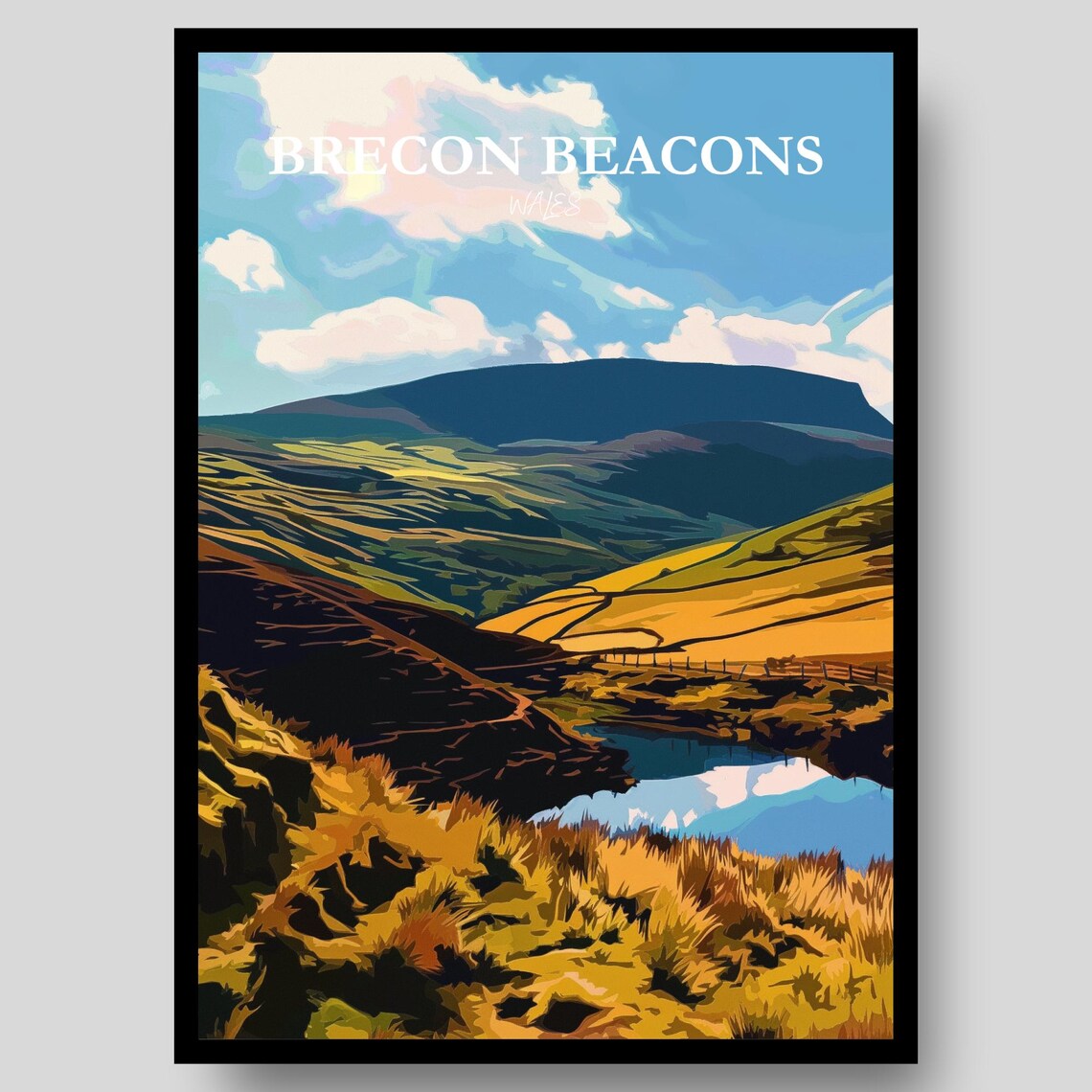Brecon Beacons Poster, Wales Travel Print