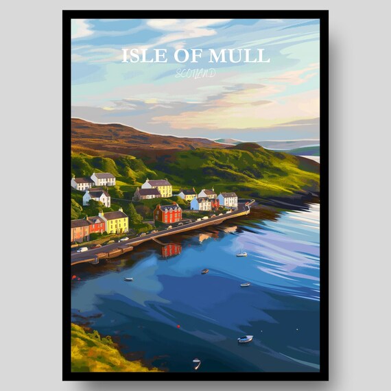 Isle Of Mull Scotland Colorful Harbor Sunset Village View Poster
