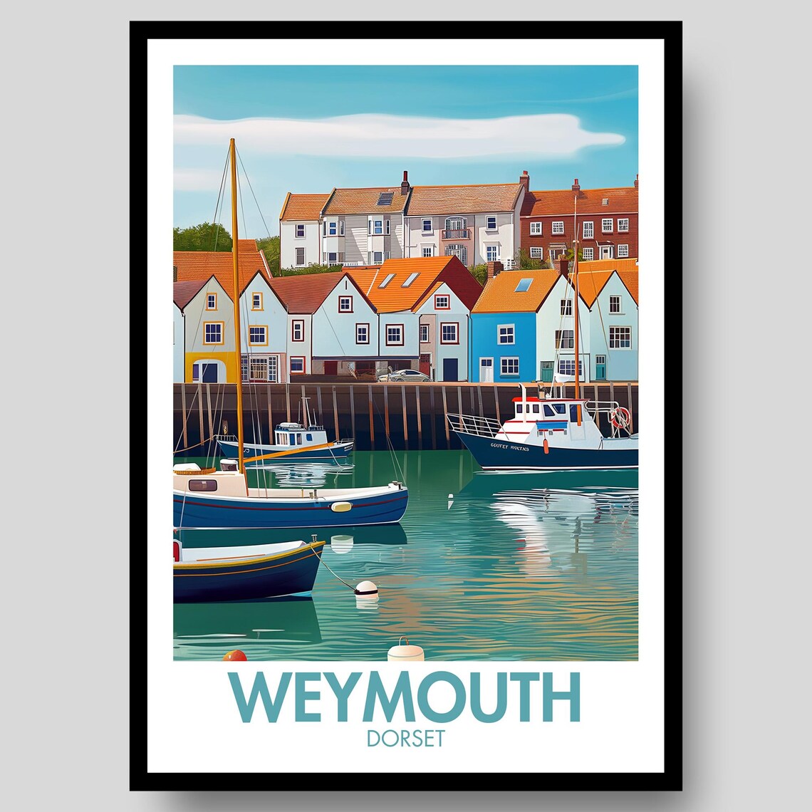 Weymouth Dorset England Harbor Boats Seaside Town Travel Poster