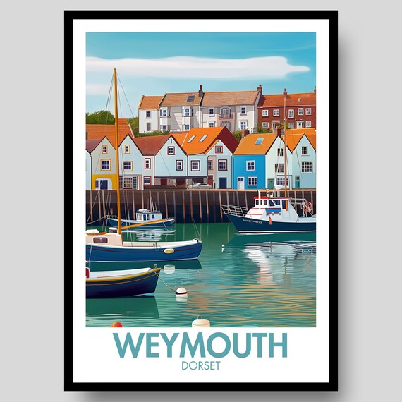 Weymouth Dorset England Harbor Boats Seaside Town Travel Poster