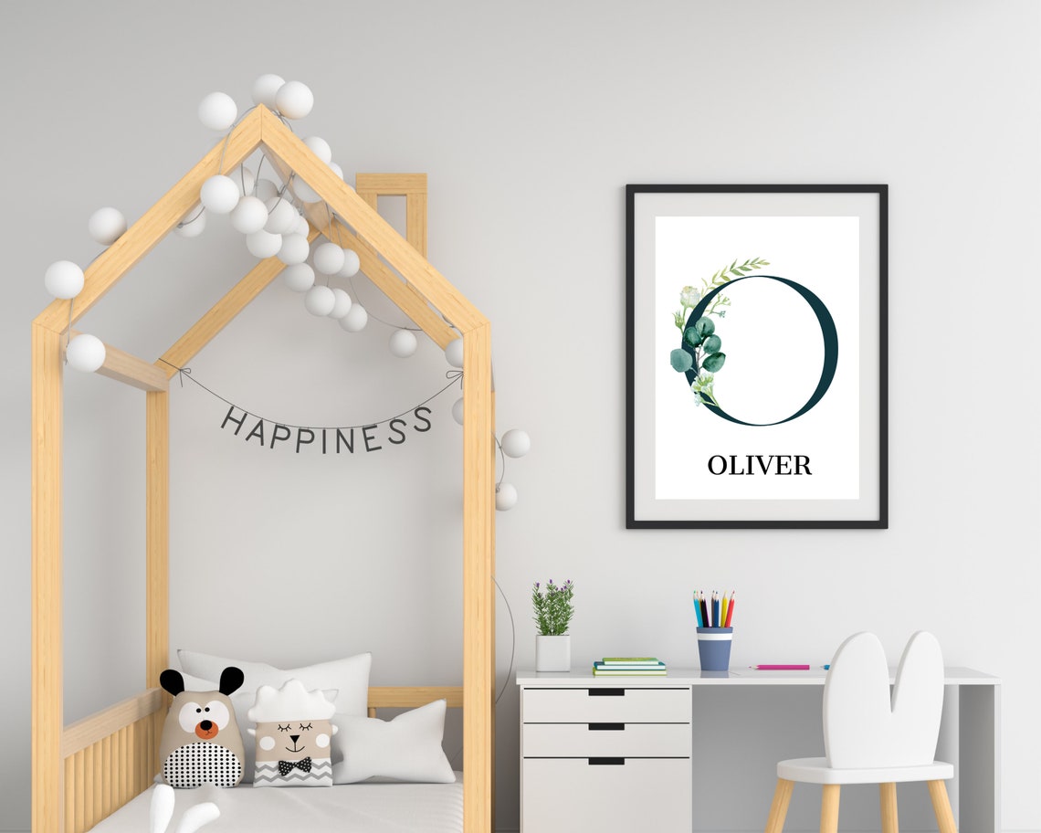 Sophia Personalized Name Watercolor Greenery Monogram Poster - Image 2