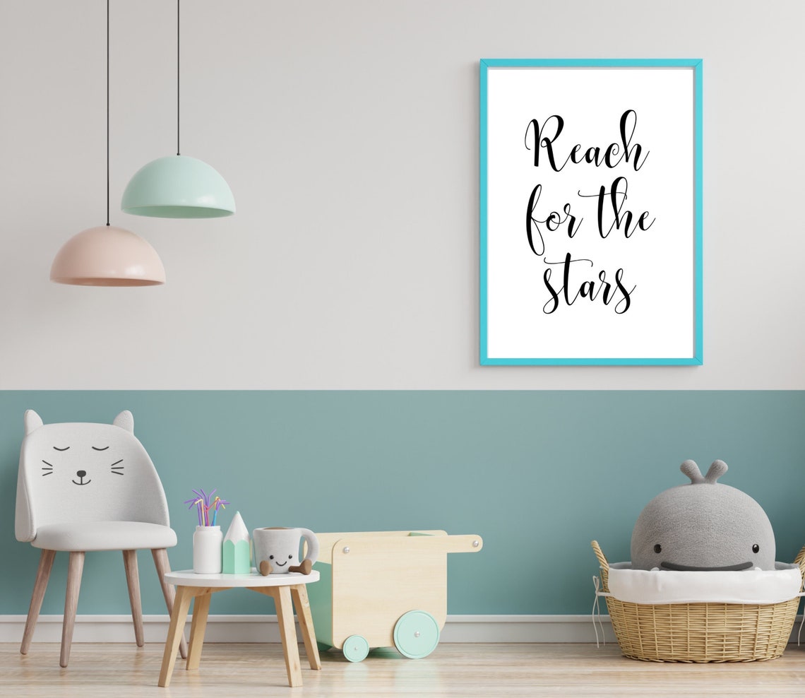 Reach For The Stars Wall Art Motivational Kids Room Print Girl Boy Bedroom Decor Children Room Wall Art Decor Instant - Image 3