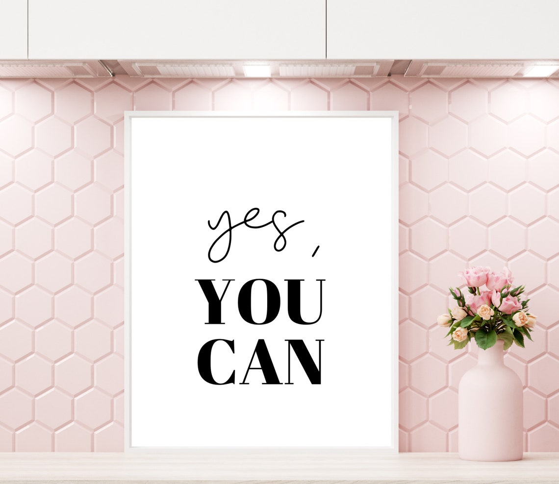 Yes You Can Mixed Script Bold Minimalist Motivational Quote Poster - Image 5