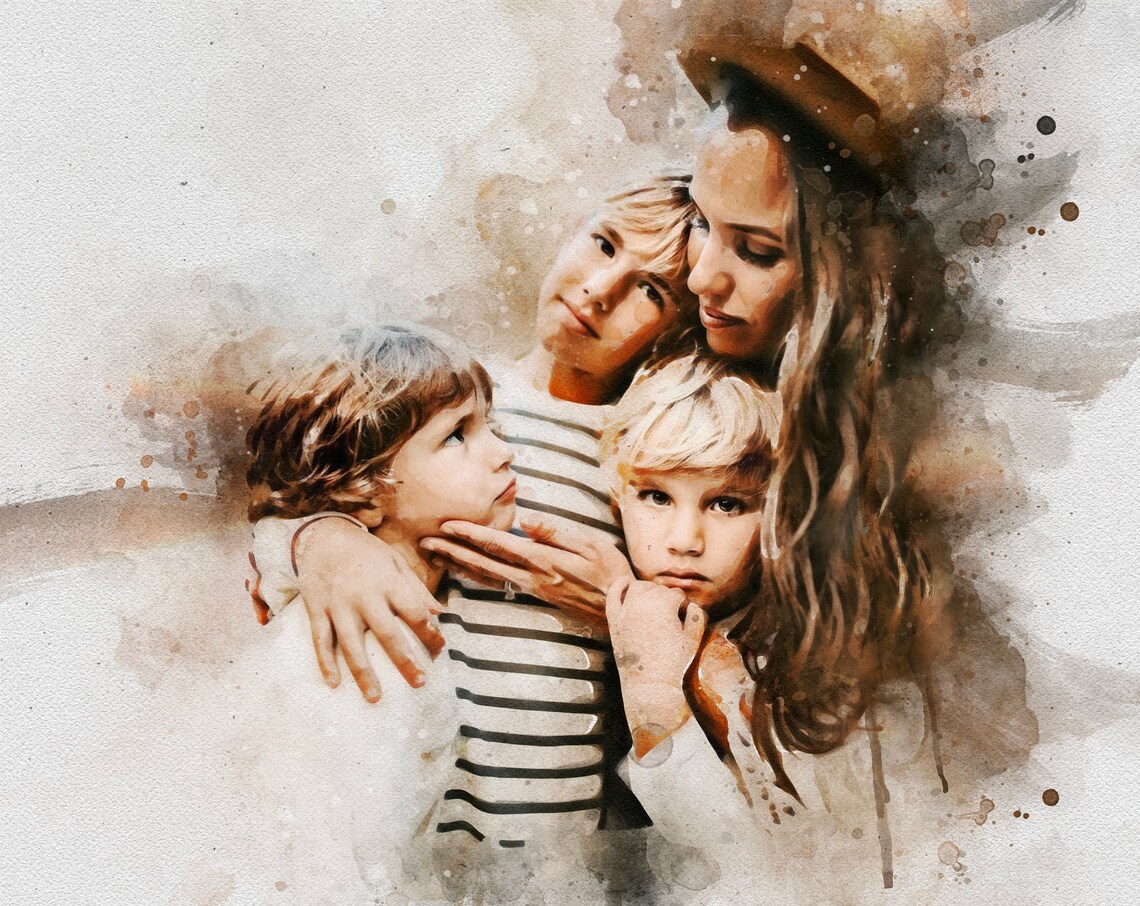Custom Mother Daughter Illustration Family Portrait - Image 3