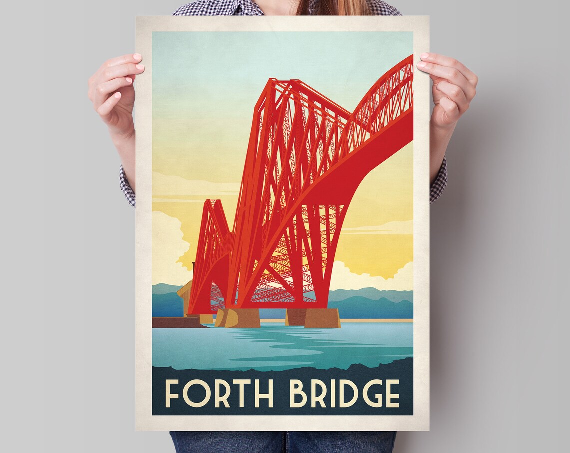 Forth Rail Bridge Travel Poster, Edinburgh to Fife