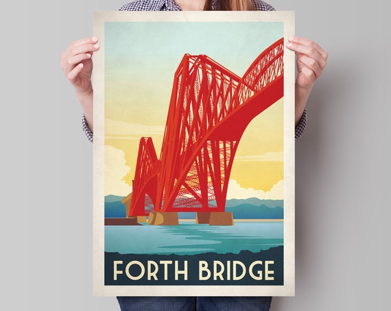 Forth Rail Bridge Travel Poster, Edinburgh to Fife