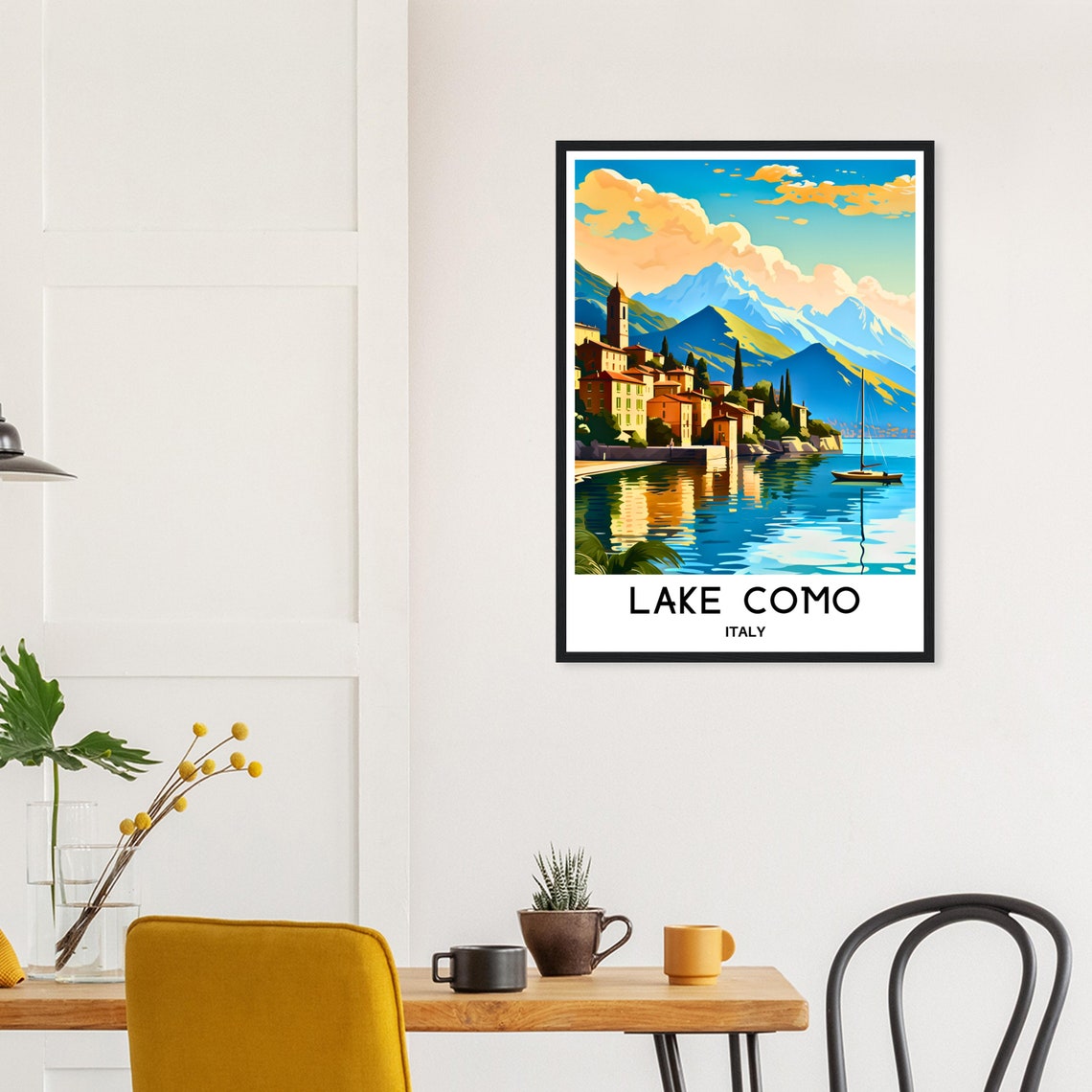 Lake Como Italy Lakeside Village Mountain Reflection Travel Poster - Image 2