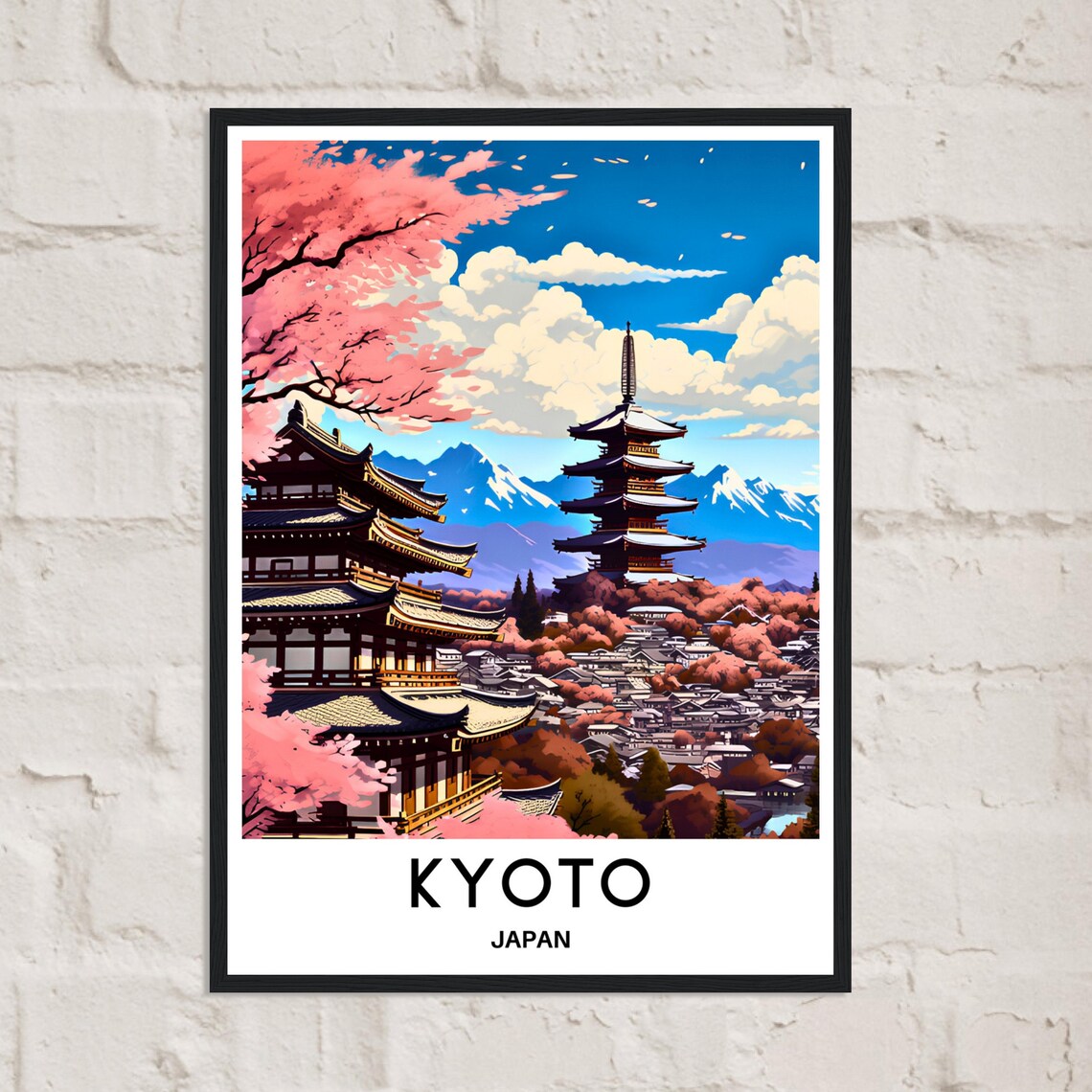 Kyoto Japan Ancient Temple Pagodas And Cherry Blossoms Travel Poster - Image 2