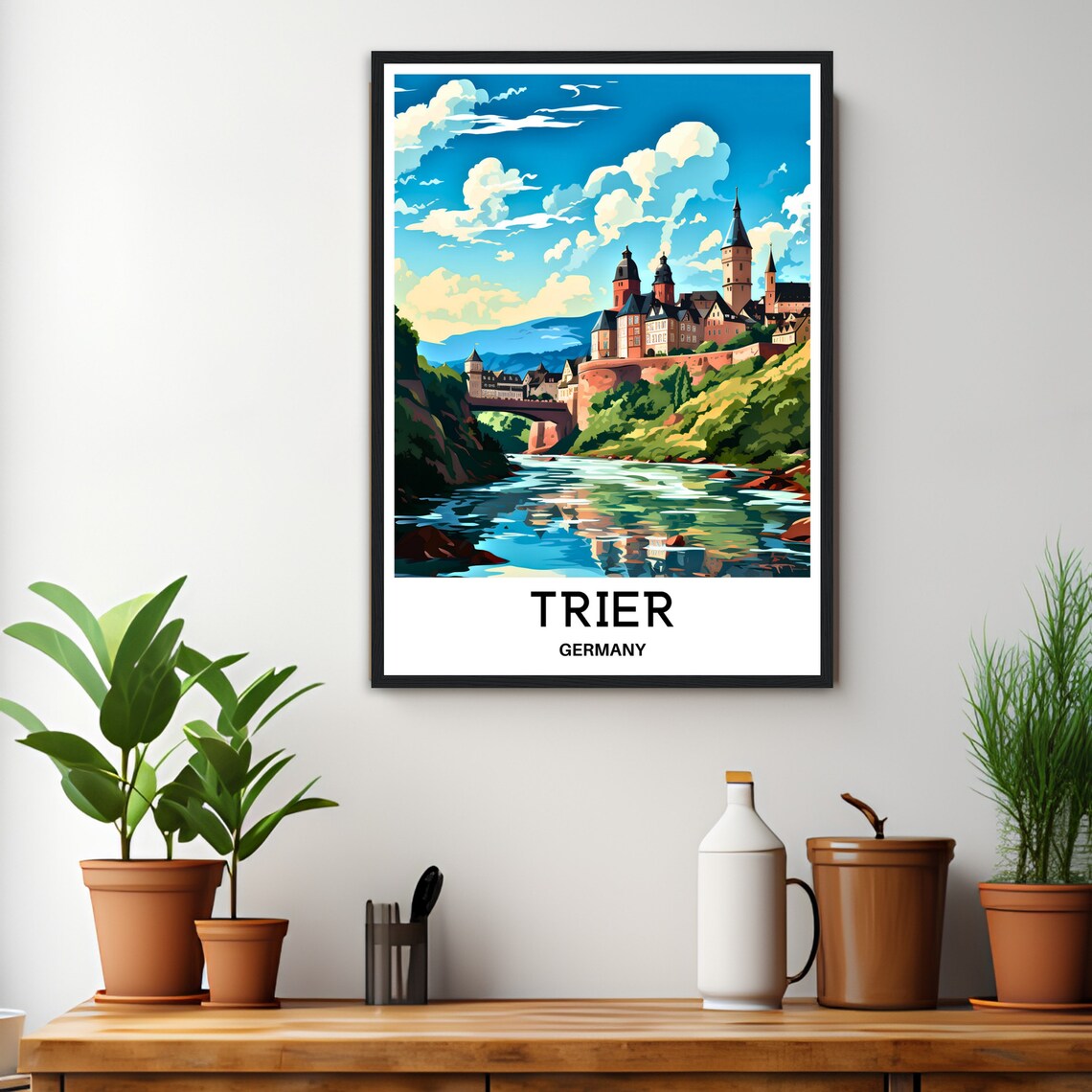 Trier Germany Historic Ancient Roman Old Town River Travel Poster - Image 3