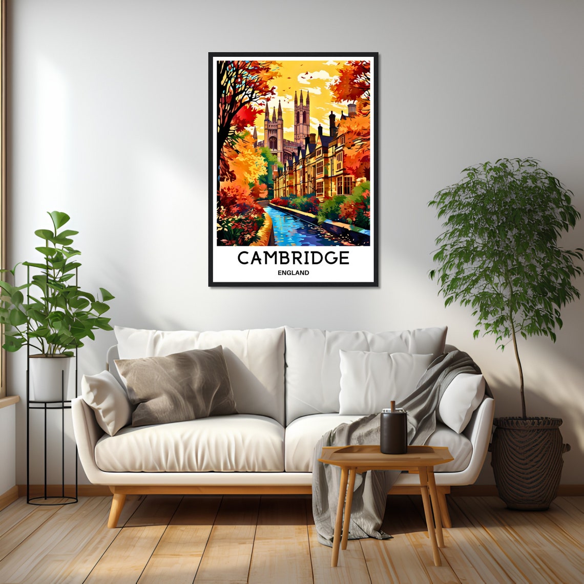 Cambridge England Autumn River Cathedral Fall Colors Travel Poster - Image 2