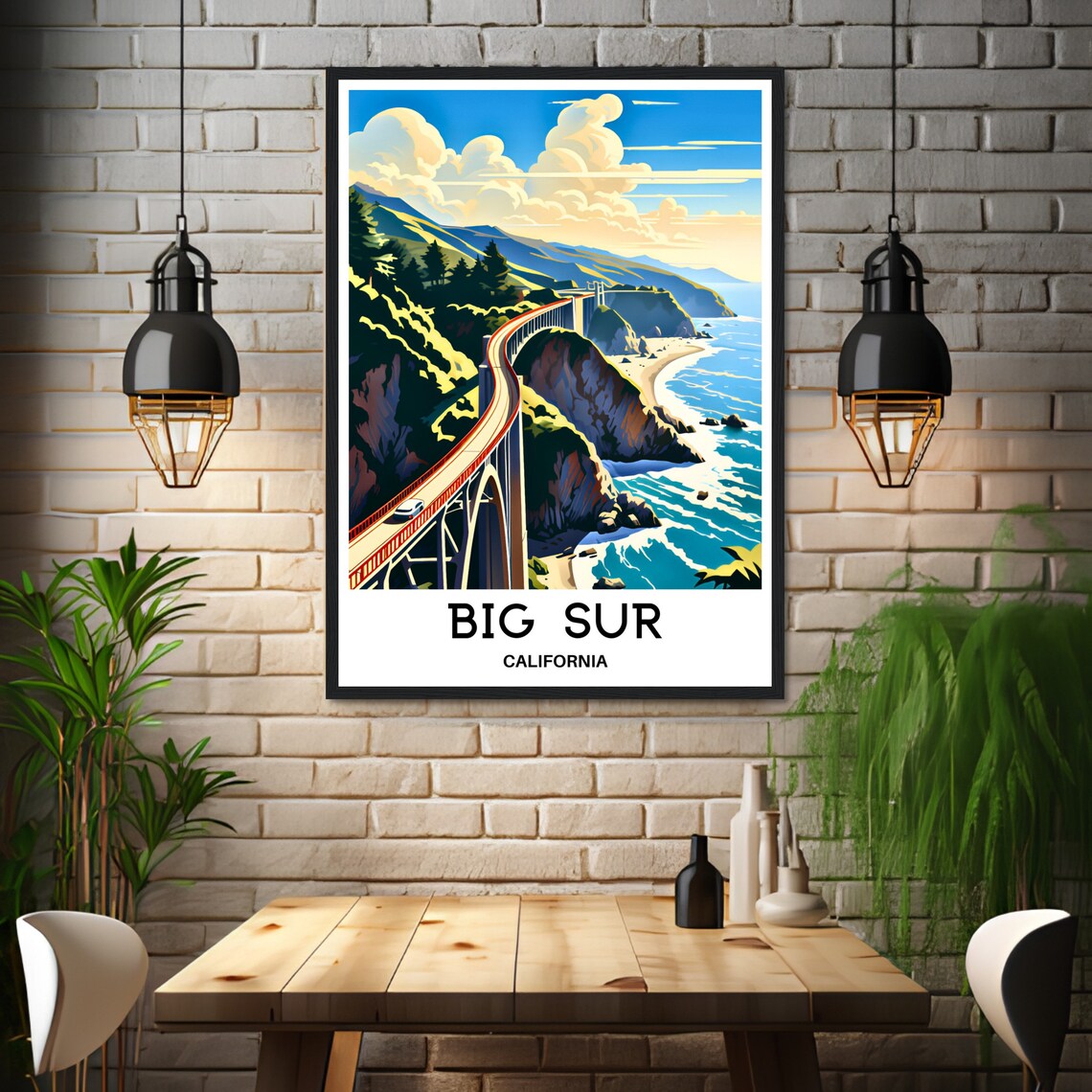 Big Sur California Coastal Highway Bridge Aerial View Poster - Image 2