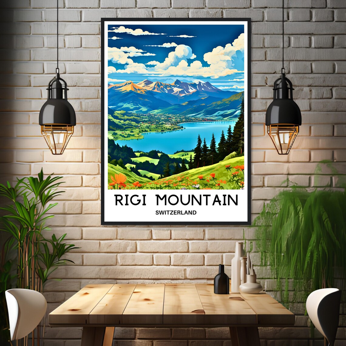 Rigi Mountain Travel Poster, Swiss Mountain Art Print - Image 3