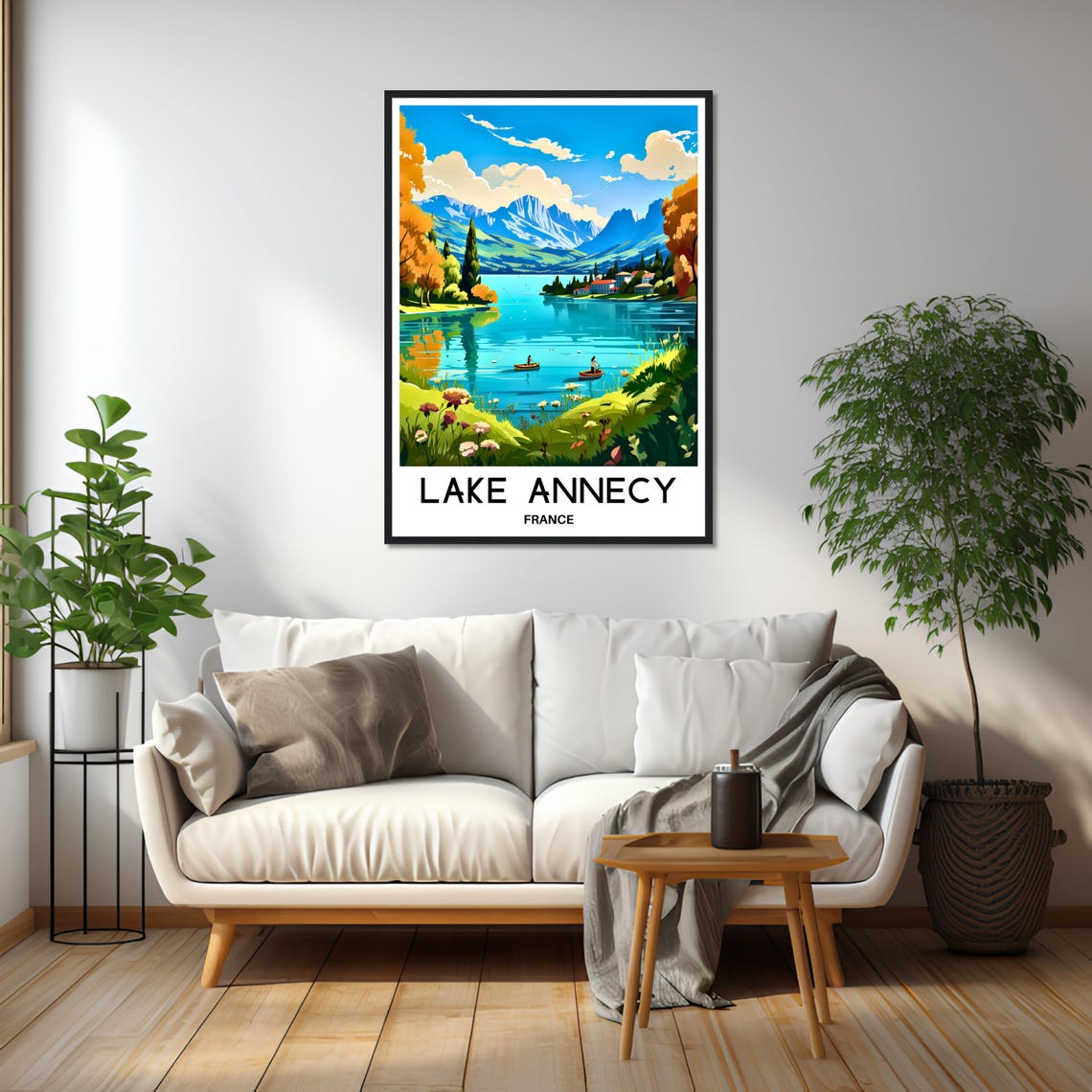 Lake Annecy Travel Print Lake Annecy Poster French Art Print France Lover Gift Wall Hanging Art Home Office Decor Lake Annecy Illustration - Image 3