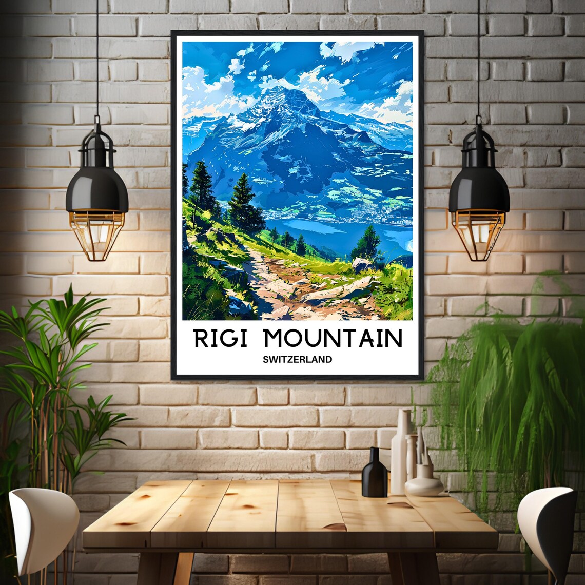Rigi Mountain Travel Poster, Swiss Landscape Art Print - Image 3