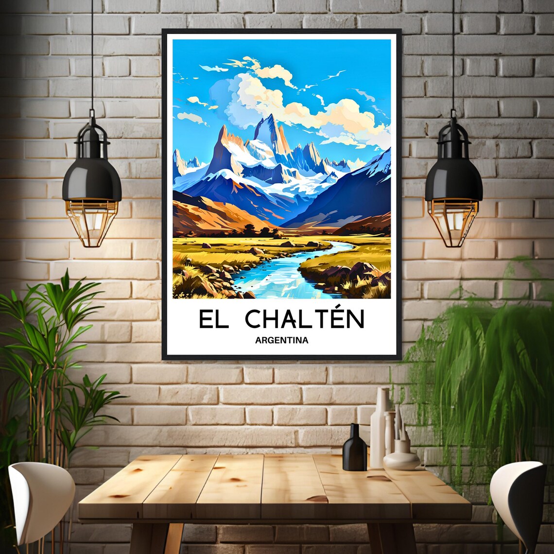 El Chalten Argentina Patagonia Fitz Roy Peaks River Valley Poster - Image 3