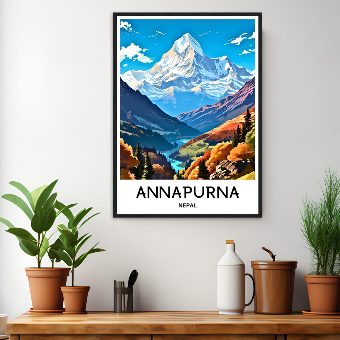 Annapurna Nepal Snow Peak Autumn Valley Himalaya Range Poster - Image 3