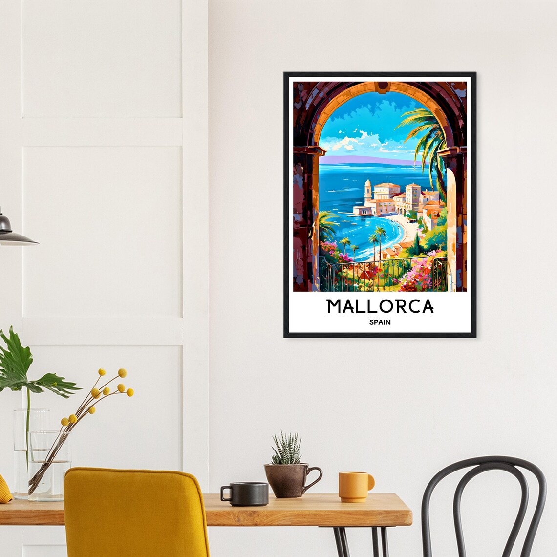 Mallorca Spain Stone Arch Coastal Villa Bay View Vintage Travel Poster - Image 3