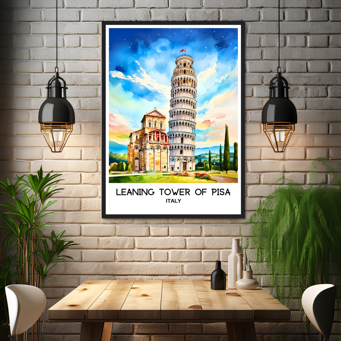 Leaning Tower Of Pisa Watercolor Print Pisa Tower Travel Poster Italian Art Print Italy Lover Gift Pisa Watercolour Painting Illustration - Image 3