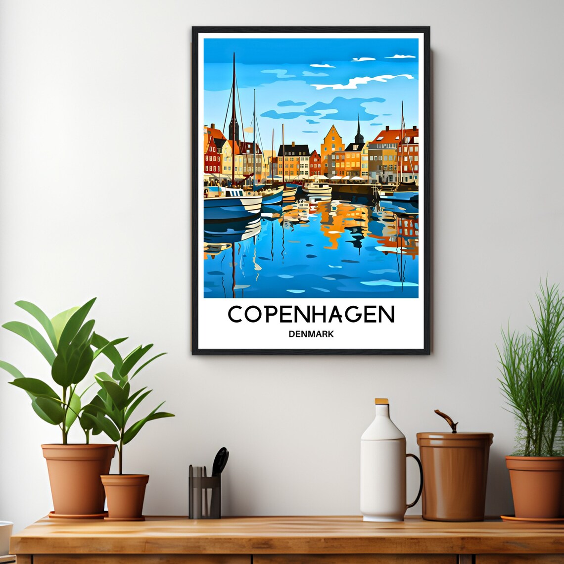 Copenhagen Denmark Nyhavn Harbor Sailboats Reflections Travel Poster - Image 3