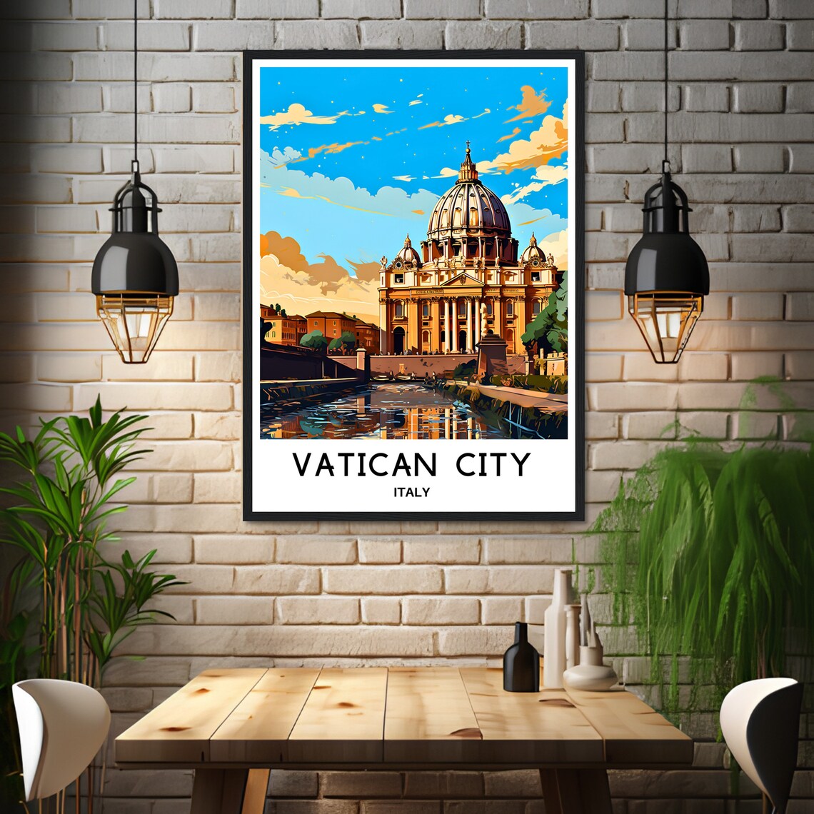 St Peters Basilica Vatican City Sunset Dome Travel Art Poster - Image 3