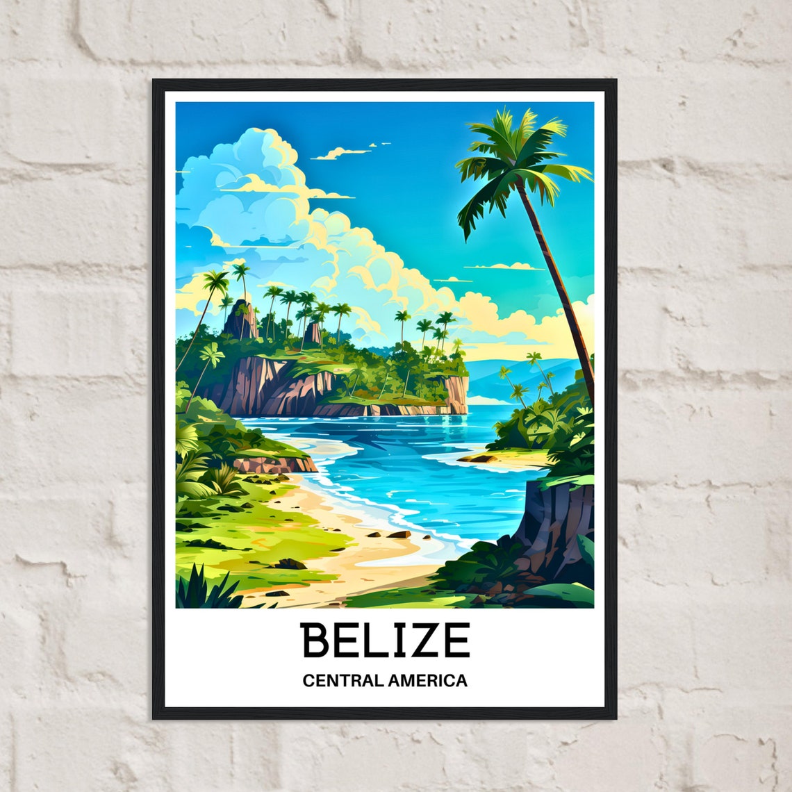 Belize Central America Tropical Beach Palm Tree Travel Poster - Image 2