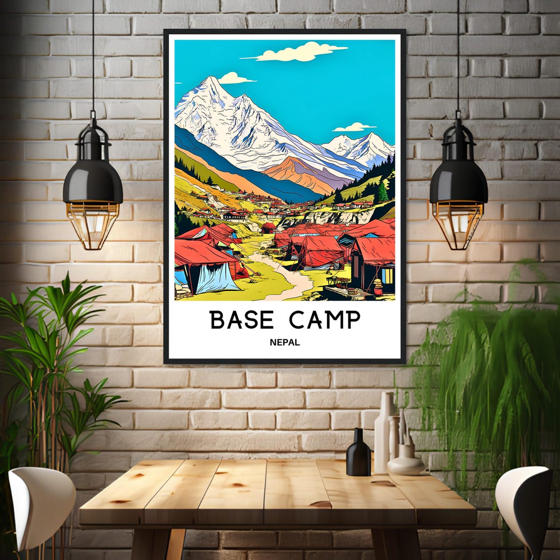Nepal Base Camp Red Tents Village Mountain Travel Wall Poster - Image 3