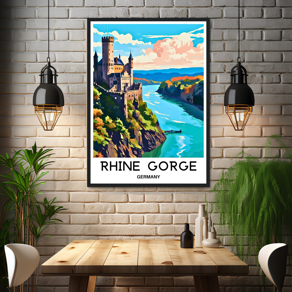Rhine Gorge Germany Castle Above the River Travel Art Poster - Image 3
