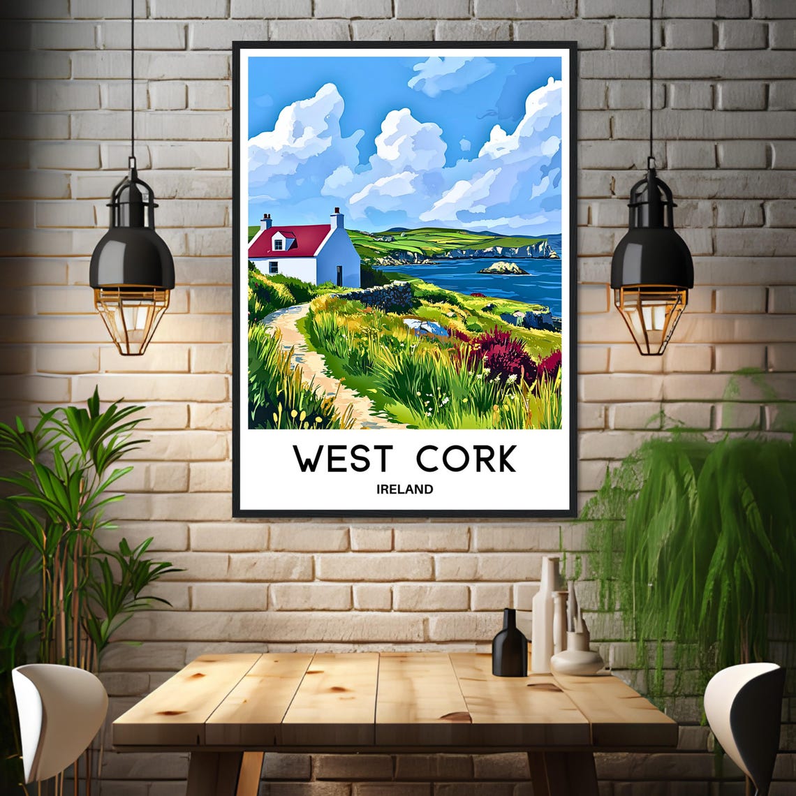 West Cork Ireland Coast Poster with Cottage and Rocky Headlands - Image 3