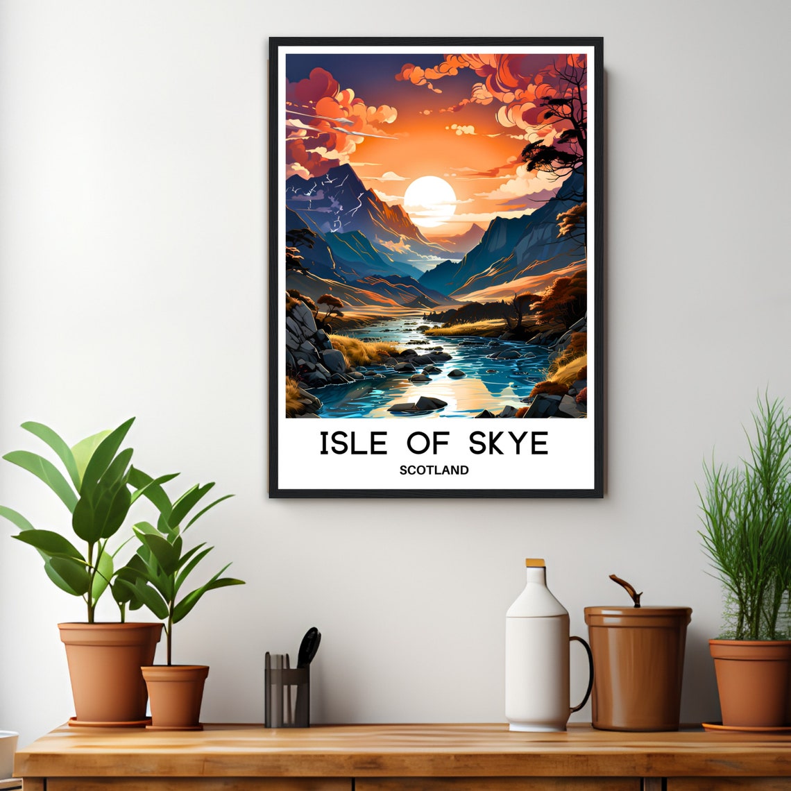 Isle Of Skye Scotland Sunset Valley And River Scenic Art Poster - Image 3
