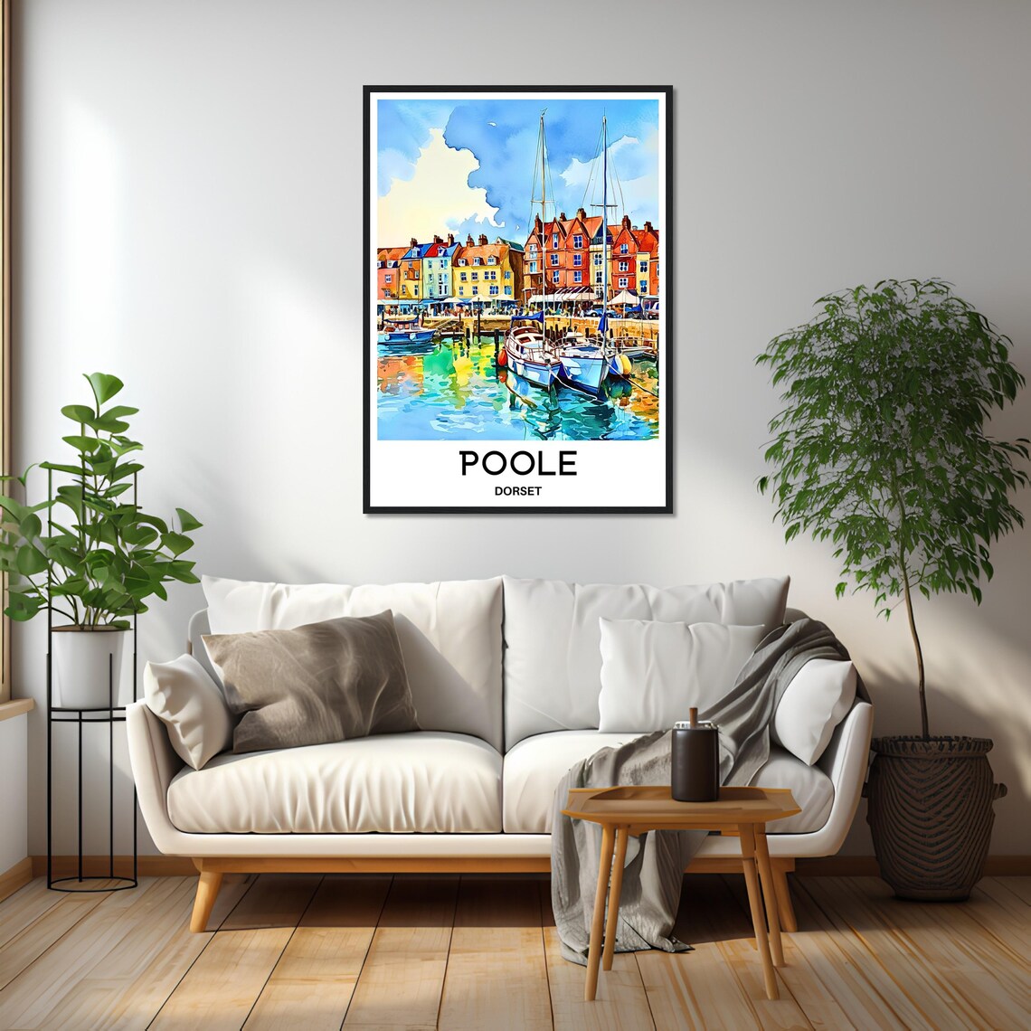 Poole Dorset Watercolor Marina with Sailboats on the Quay Poster - Image 3