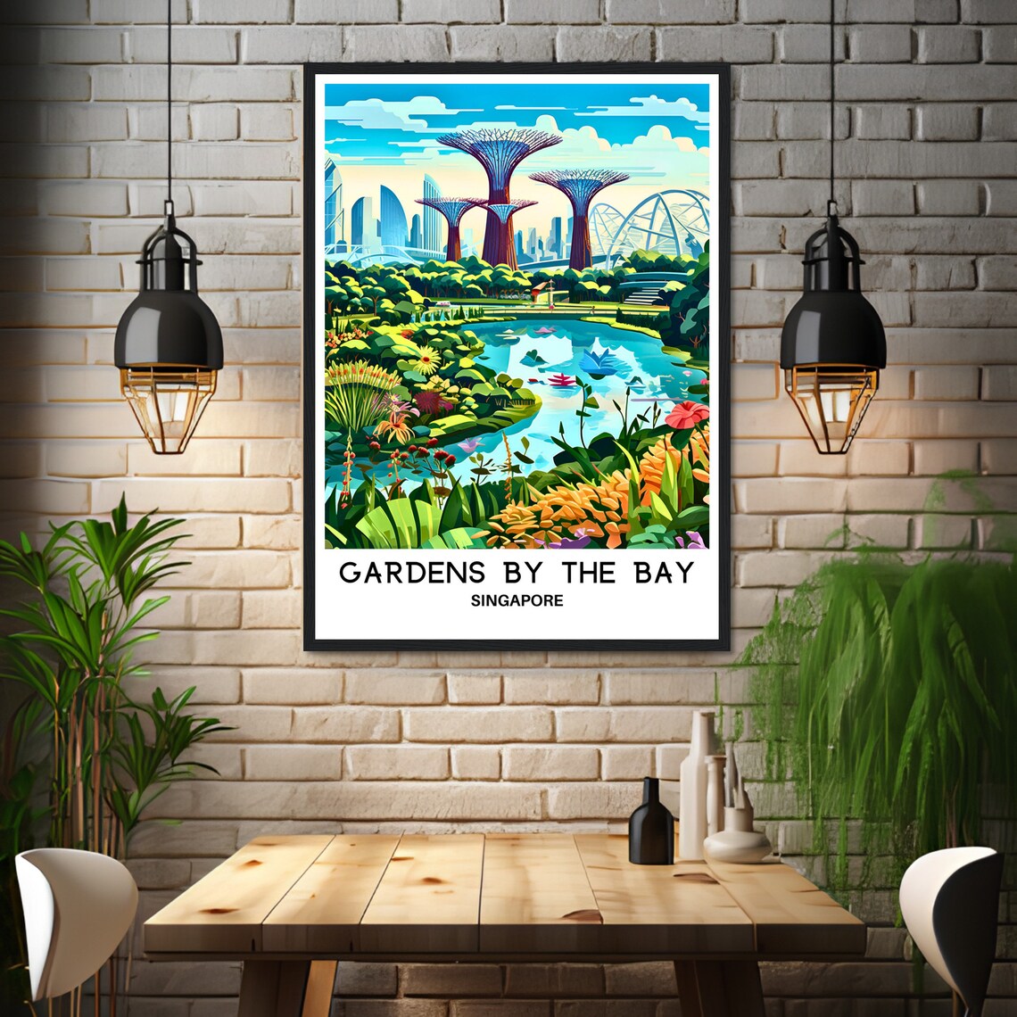 Gardens by the Bay Singapore Supertree Grove Lake Travel Poster - Image 3