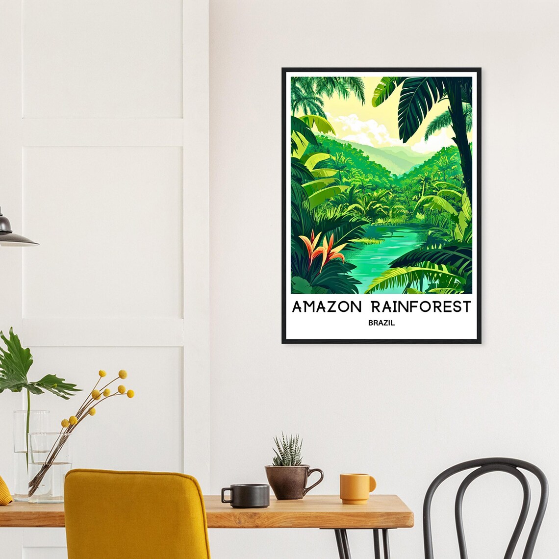 Amazon Rainforest Brazil Lush Green River Palm Fronds Nature Travel Poster - Image 3