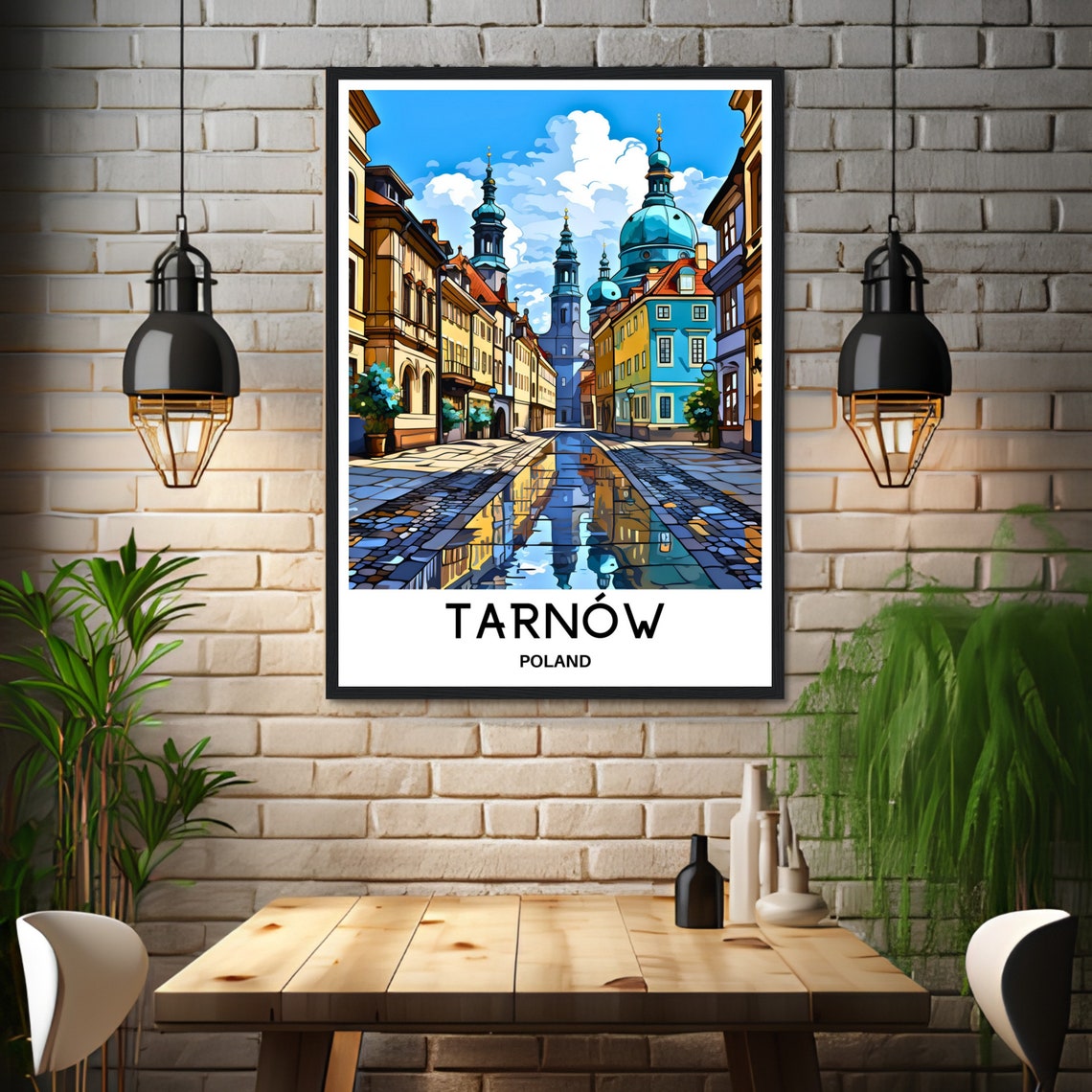 Tarnow Poland Old Town Churches Cobblestone Travel Art Poster - Image 3