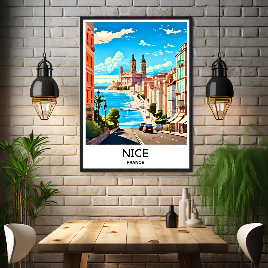 Nice France Riviera Promenade Seaside Harbor Travel Art Poster - Image 3