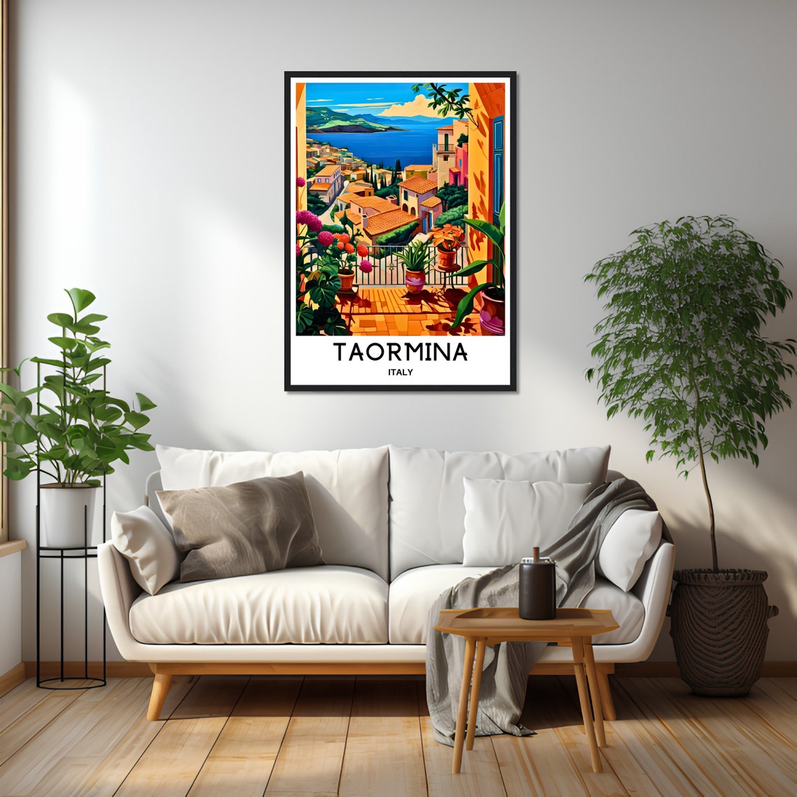 Taormina Travel Print Taormina Poster Italian Art Print Italy Lover Gift Wall Hanging Art Home Office Desk Decor Taormina City Illustration - Image 2
