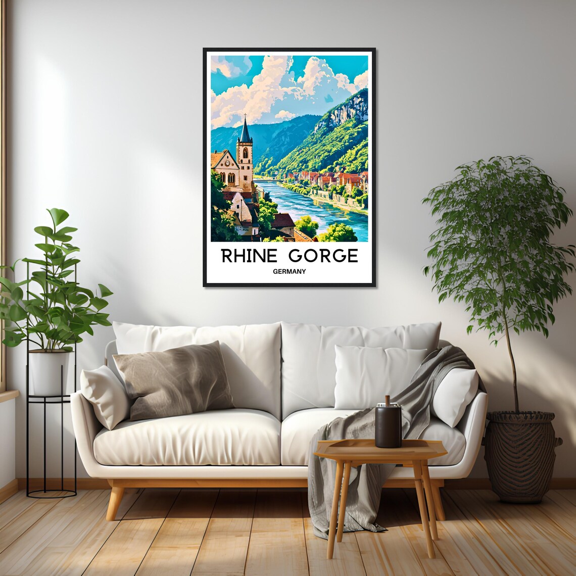 Rhine Gorge Germany Riverside Town Church Scenic Travel Poster - Image 2