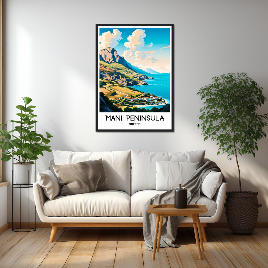 Mani Peninsula Greece Coastal Road and Mountain Coast Poster - Image 2